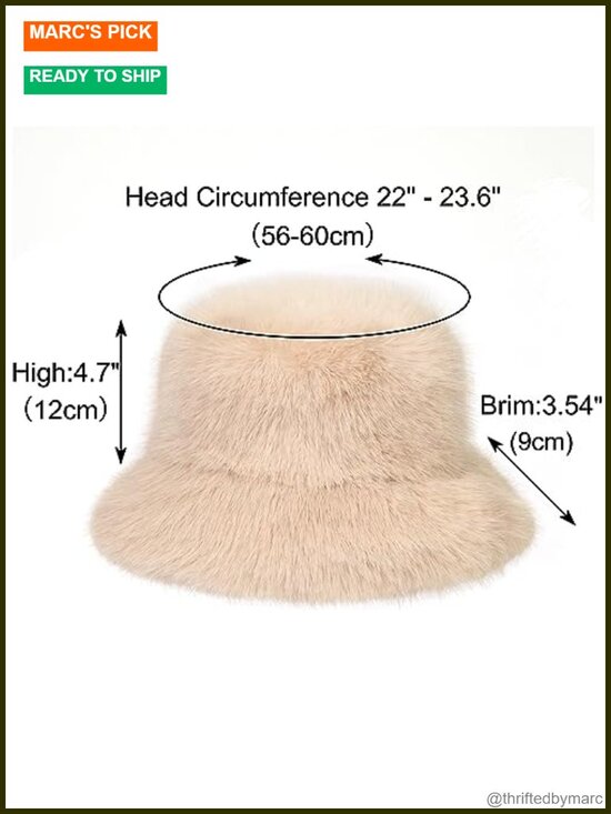 Faux Fur Bucket Hat Fluffy Winter Warm Women Wide Brim Fisherman main image 5